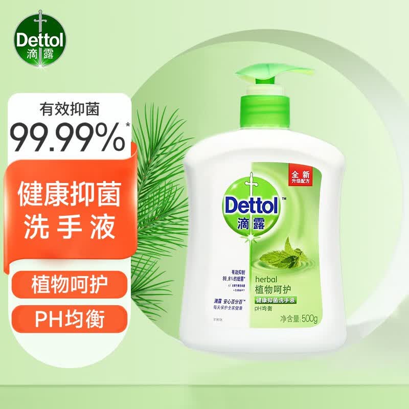 滴露健康抑菌洗手液滋润倍护500g 消毒抑菌99.