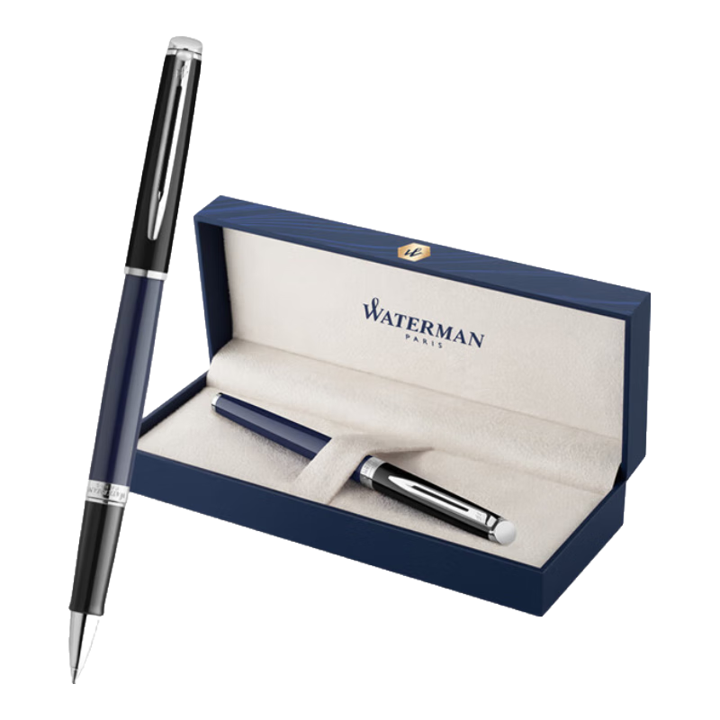威迪文（WATERMAN）高端簽字筆 商務(wù)辦公送禮定制刻字禮物 雋雅我本蔚藍(lán)寶珠筆+藍(lán)色六角禮盒