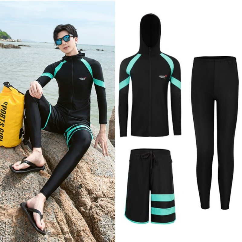 仰朋潜水服男全套游泳衣女款长袖长裤浮潜冲浪防晒速干保守情侣连帽