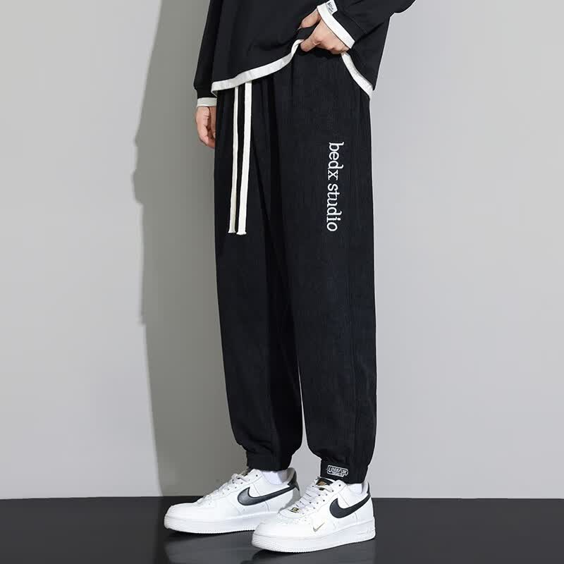 六阿哥休闲裤男2023秋季新款男时尚百搭宽松潮流韩版简约束脚运动裤男 K079黑色 2XL怎么样,好用不?