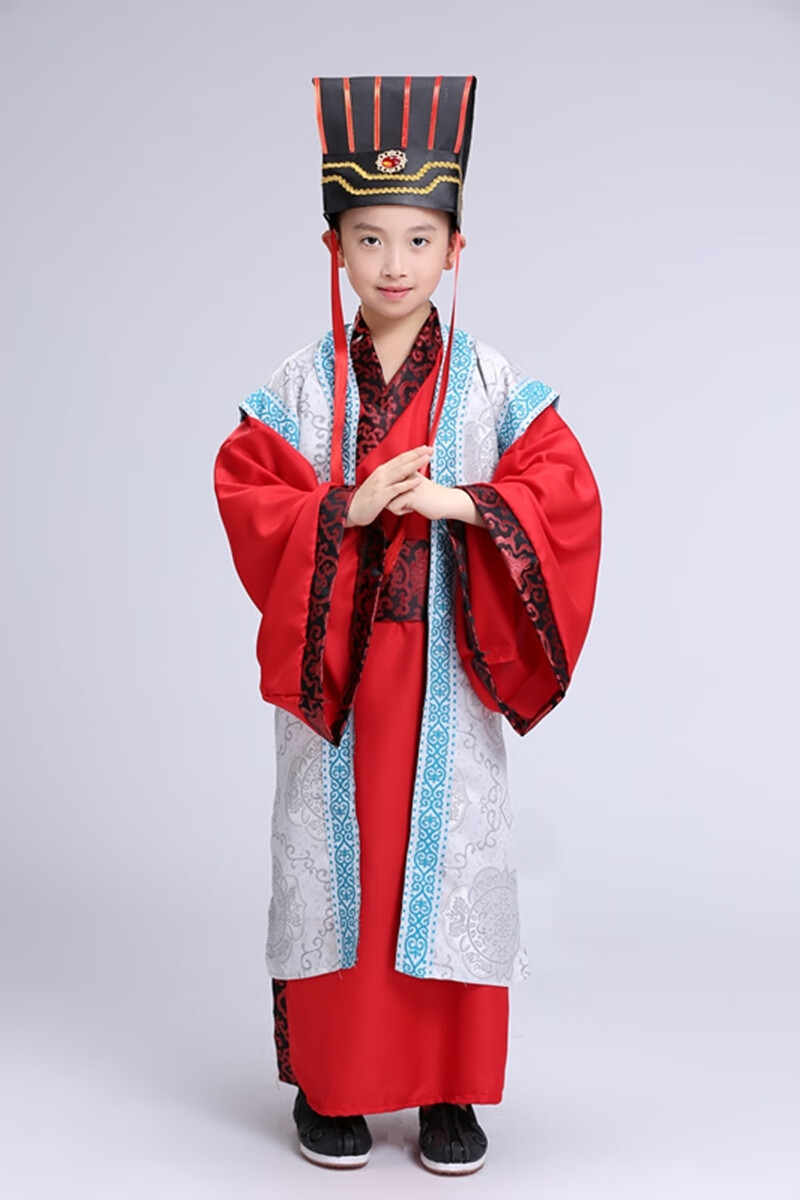 古代宰相大臣汉服三国 舞台影视剧演出服装 黑色袍子 腰封 帽子 100cm