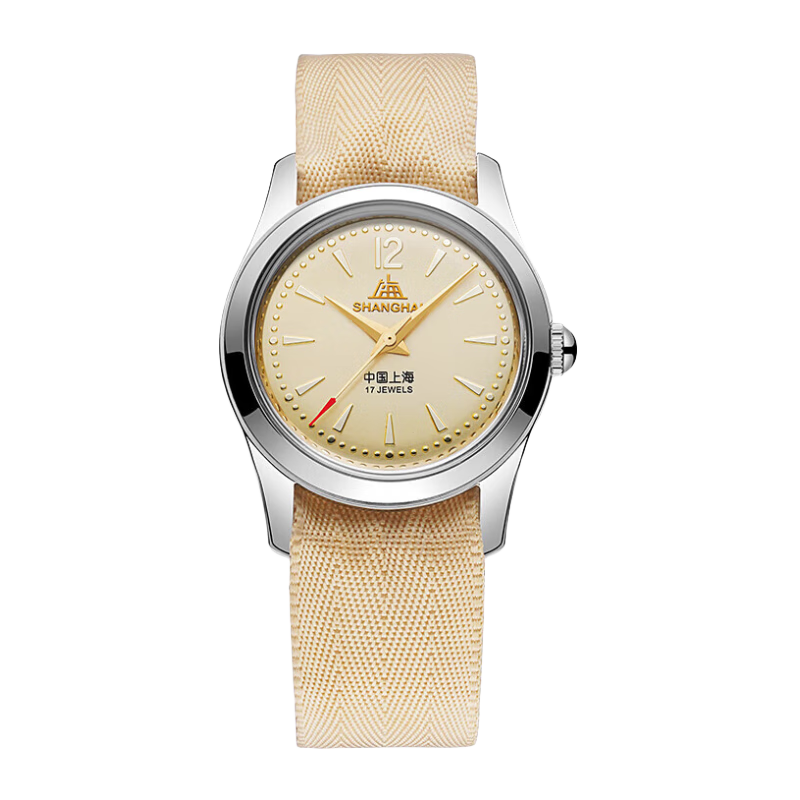 上海手表男機(jī)械表50年代男士手表懷舊復(fù)刻A581手動(dòng)機(jī)械國(guó)表原版機(jī)芯 銀殼黃面【雙表帶+書籍禮盒】