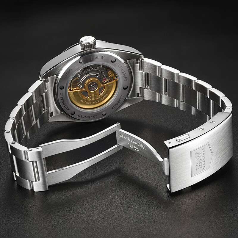 爱沃驰瑞士品牌IW手表男士机械表进口瑞士机芯夜光防水腕表品牌礼物手表 光圈雪花白【瑞士机芯】免费刻字