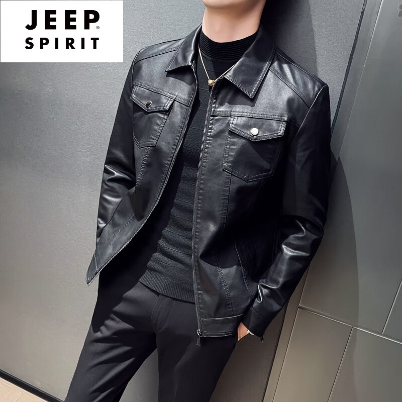 JEEP/吉普真皮皮衣男【易打理】真皮皮衣男翻领2022年秋季秋季款绵羊皮夹克刺绣潮流中青年皮外 901#黑色 3XL怎么看?