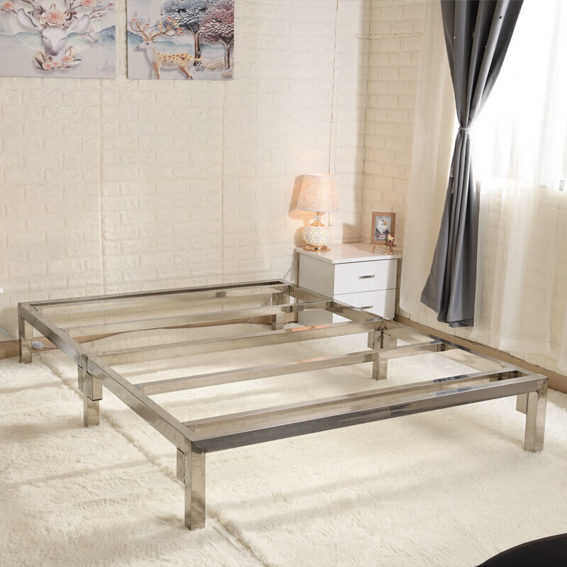 不锈钢床 铁艺床1.8米1.5米单双人平面床欧式现代简约