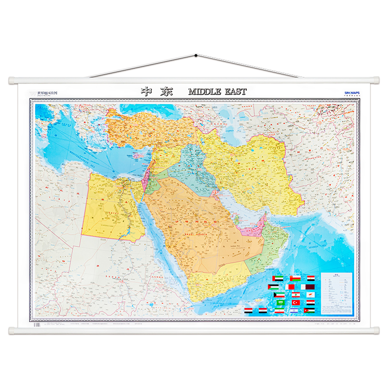 5米*1.1米伊朗伊拉克土耳其埃及叙利亚等国家地区地图 行政交通
