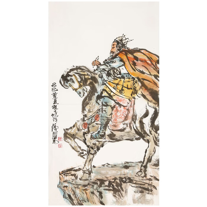 丹桂苑程十发国画名家三尺条幅写意人物字画纯手绘古玩名人书画作品
