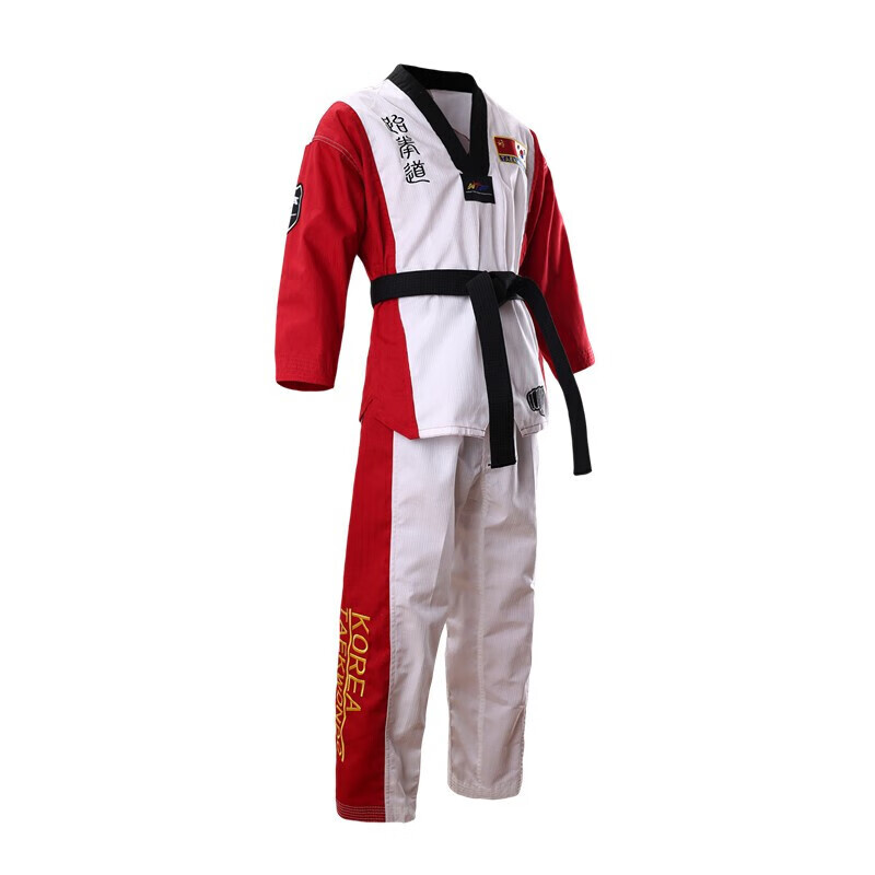 Dracula跆拳道服黑色教练服高手会儿童成人训练表演服品势服定制 红色S