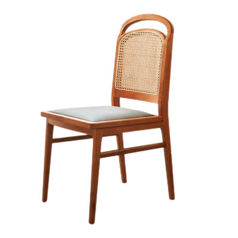 藤妃现代简约实木餐椅网红酒店餐厅创意藤编凳子北欧设计师靠背椅子 餐椅1实木座面