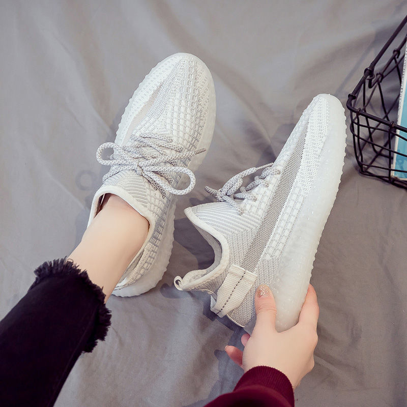 FSAT椰子鞋女学生韩版2026春夏季新款飞织鞋网面透气运动鞋休闲跑步鞋 222粉色果冻底 38