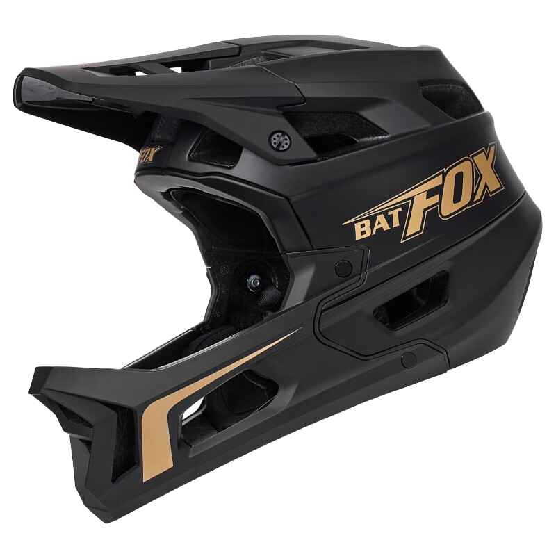 蝠貍（BATFOX）美國FOX頭盔山地車全盔BMX越野速降綠道林道全包護(hù)臉自行車安全帽 LA108-黑金 L(57-61CM)