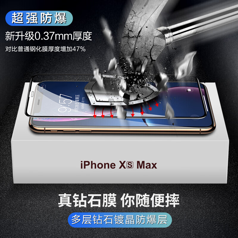 闪魔【甄选好物】 苹果11钢化膜 iphoneXR/XsMax/11promax手机膜高清 XR/11【全屏蓝光版】+神器