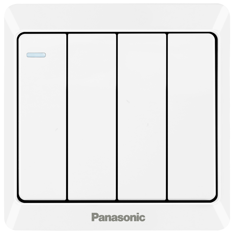 松下（ Panasonic）开关插座 带荧光四开单控开关面板 86型墙面开关 雅悦白色 WMWA517-N