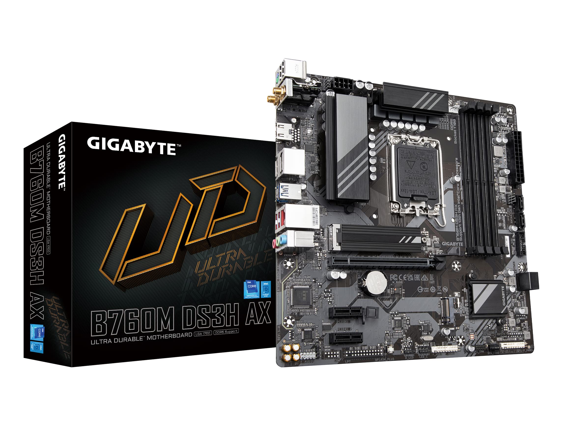 GIGABYTE 技嘉 技嘉 计算机主板 B760M DS3H AX 英特尔B760芯片组 LGA 1700插槽 DDR5内存 64.0 GB
