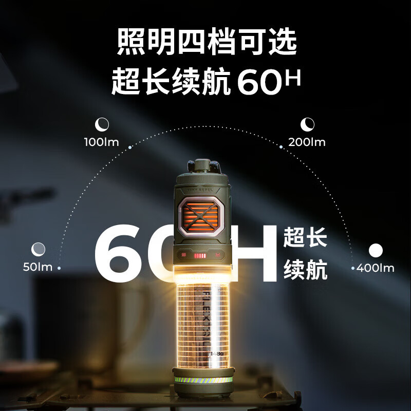 FLEXTAILGEAR鱼尾驱蚊灯户外驱蚊神器钓鱼便携蚊香片加热露营灯帐篷灯防蚊灯 升级款-沙色【附驱蚊片10片】