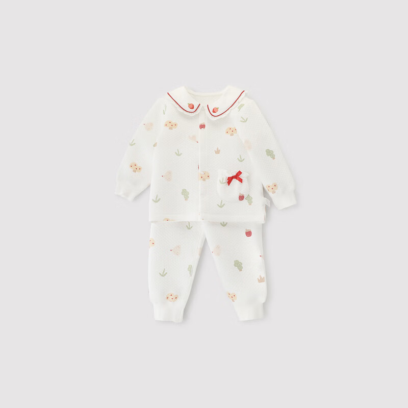 巴厘小豬（BALIPIG）女寶寶內(nèi)衣套裝秋冬季夾絲保暖兒童家居服嬰幼兒秋衣 幸福莓滿 90 cm