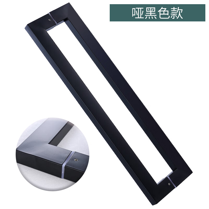 睿爸适配玻璃门不锈钢大方管拉丝玫瑰金钛金双开门木 哑黑 加厚无指纹