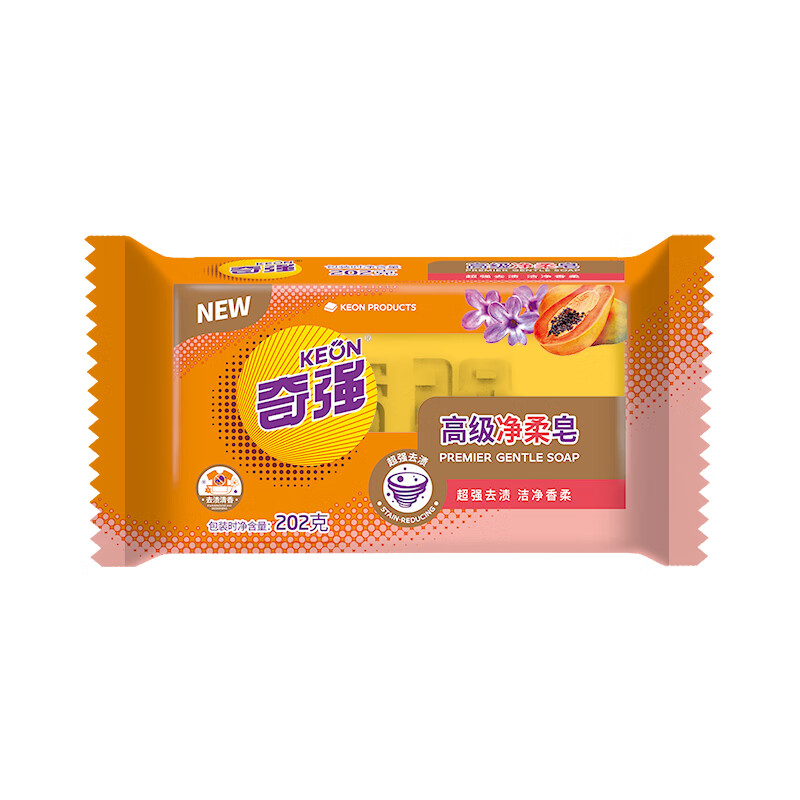 奇强(keon)奇强洗衣皂净柔皂透明老肥皂香皂202g*1块单块强力多效去