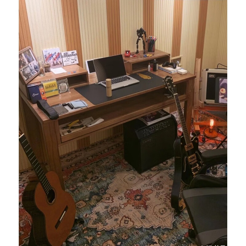 可定做 鼎聚全 实木琴桌工作室电钢实木编曲工作台实木录音棚电子琴琴
