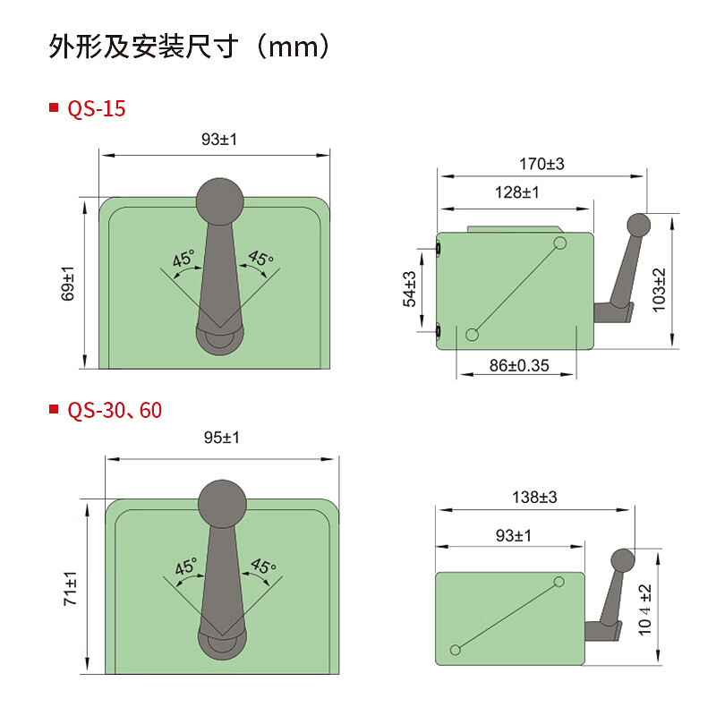德力西电气(delixi electric)倒顺开关qs-60 380v 220v 防水 三相电