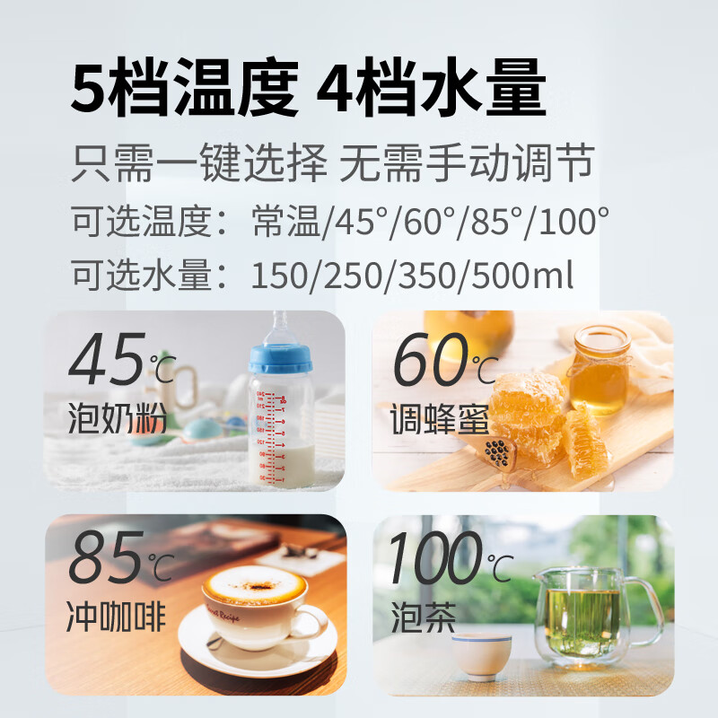 泉佳宝(COCABO)即热式饮水机3秒速热烧开 家用台式桌面迷你型 可选温度水量 农夫山泉12L升水可用 CYH-1213 白色