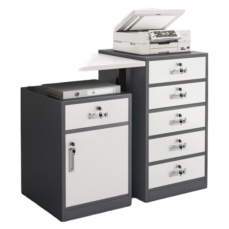 腾煜雅轩 办公桌下文件柜办公室抽屉柜收纳带锁储物柜保密资料柜子木质矮柜 灰 四抽40cm