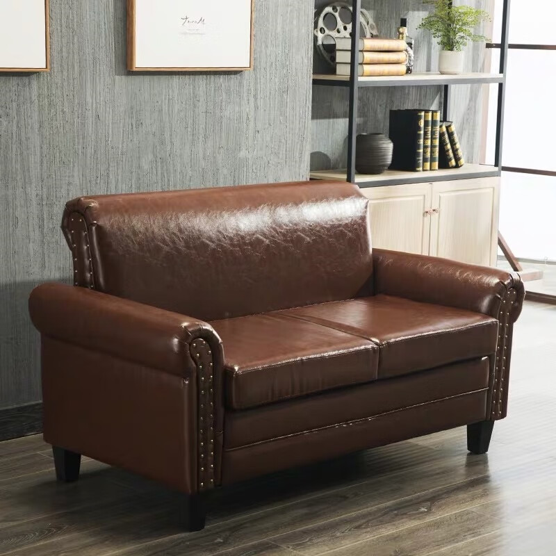 欧式工业风沙发单双三人餐厅酒吧清吧咖啡店服装店用实木 单人位 棕色