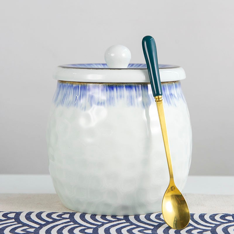 和风四季 釉下彩龟甲调味罐耐高温陶瓷猪油罐辣椒油罐防潮调料罐油辣子罐 大号蓝色龟甲罐+祖母绿勺 1200ml 京东折扣/优惠券