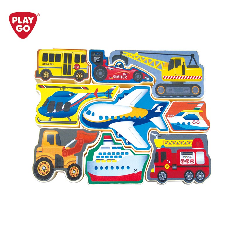 PLAYGO拼装积木 婴幼儿男女孩塑料儿童玩具立体拼插组装大块收纳盒装生日运输工具拼拼乐1995