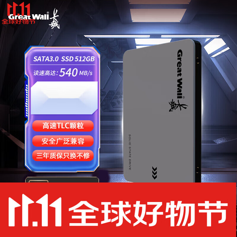 长城（Great Wall）（Great Wall) SSD固态硬盘 SATA3.0接口 读速540MB/S台式机/ [GW560]SATA3.0 128GB