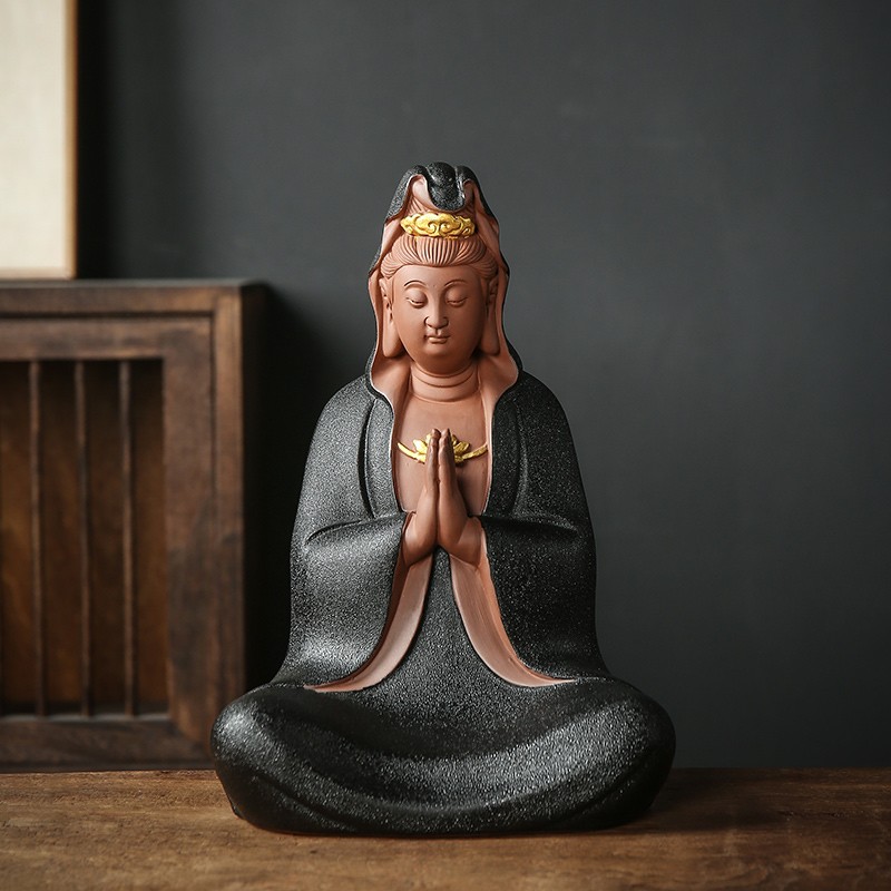 工艺佛像渡海观音菩萨自在观世音客厅饰品玄关禅意摆件 zy--坐禅观音