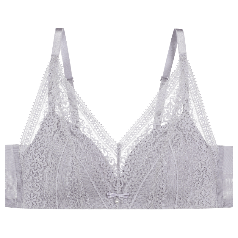 安莉芳 安莉芳蕾絲V型抹胸?zé)o鋼圈文胸薄款內(nèi)衣 月巖灰GRY 75B 