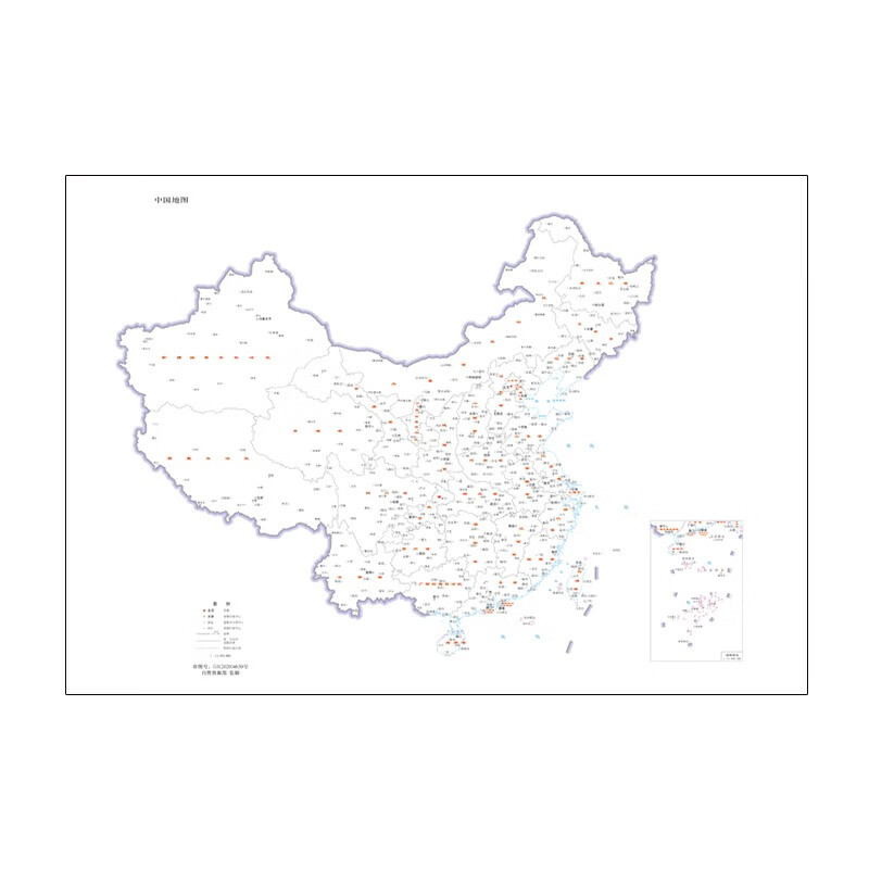 中国手绘地图diy涂色填涂鸦旅行标记打卡实木挂轴框布艺装饰画 diy中