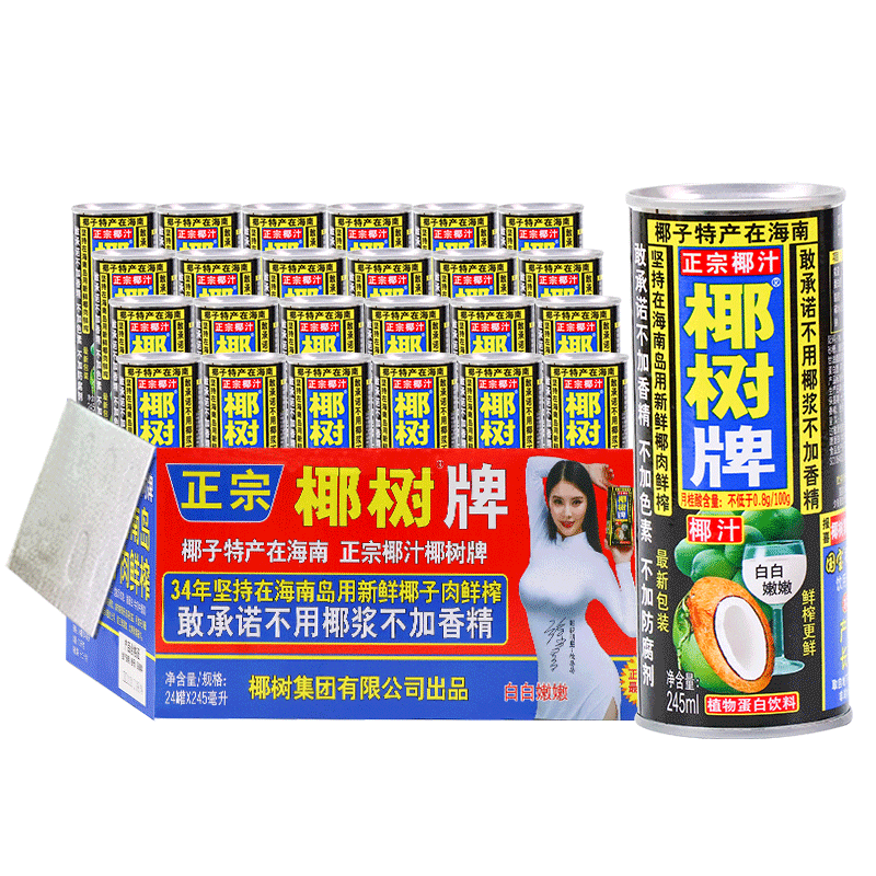 椰树正宗椰汁牌椰子汁245ml*24罐装海南特产水奶植物蛋白果汁 245ml