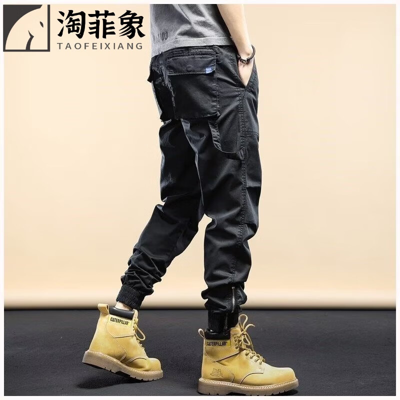 靴的裤子男马丁裤男与配马丁靴的男士裤子秋冬季美式卡其 k178黑色 m
