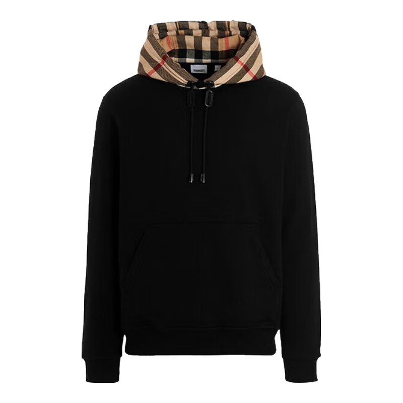 博柏利（BURBERRY）男女情侶款連帽logo衛(wèi)衣運動衫男裝女裝禮物男 8058117 黑色-男士 S