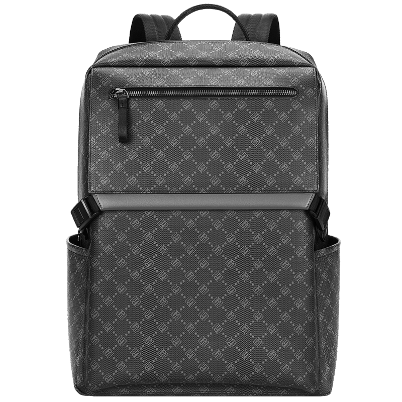 POLO双肩包男士PVC旅行背包男商务17.3英寸电脑包大容量书包男 深灰色