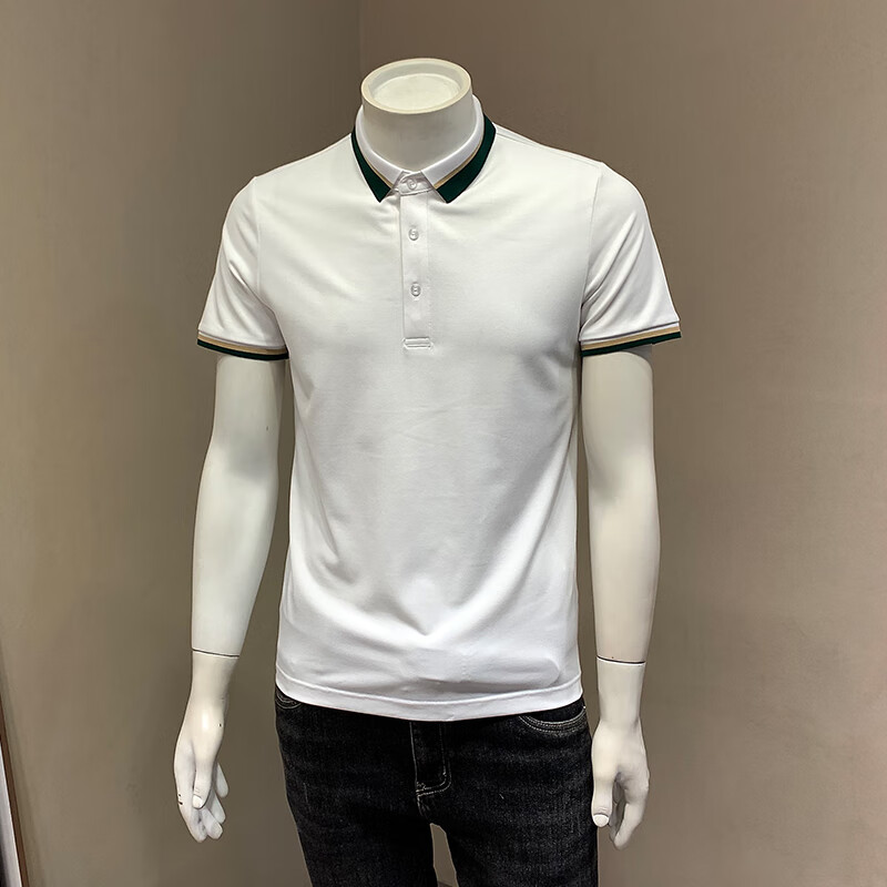 品牌男士短袖polo衫 夏季新款凉感轻商务保罗衫潮流休闲透气衣服 白色