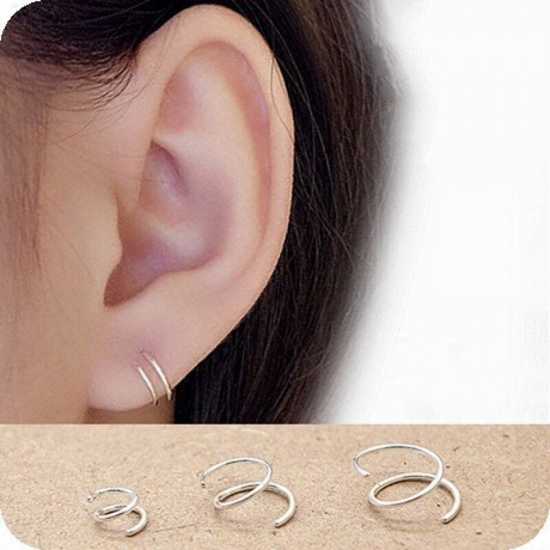 耳环耳扣耳骨环男女气质光面防小耳圈过敏耳钉耳饰 6mm一对耳朵中部