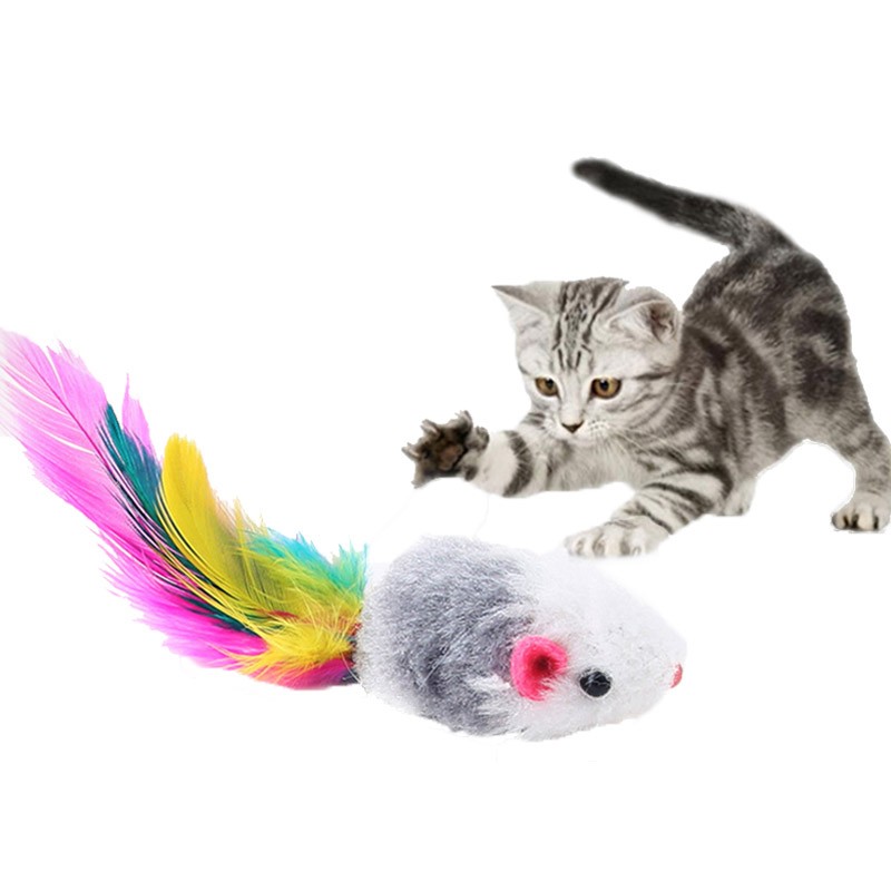 爱闹  猫咪用品逗猫小老鼠猫玩具彩色毛绒老鼠幼猫成猫自嗨互动玩具