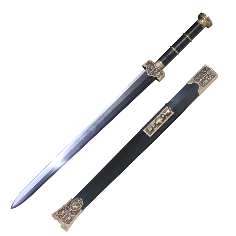 曲迹轻奢高端刀剑汉剑青龙剑手工一体宝刀锰花纹钢武术镇宅龙泉市未