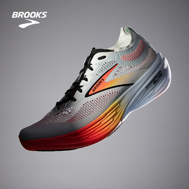 布鲁克斯（BROOKS）碳板跑步鞋男女运动鞋马拉松竞速跑鞋HyperionElite龙卷风4 天蓝灰/白/红桃色/桔 45.5