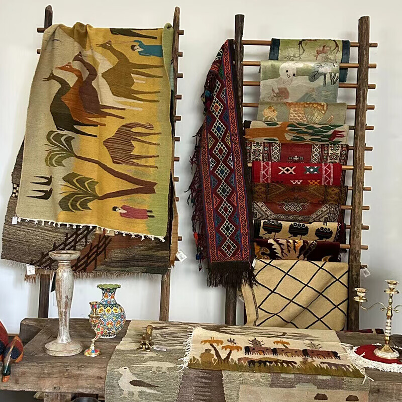 山头林村羊毛挂毯 阿富汗编织羊毛地毯民族部落波西米亚民宿客厅卧室