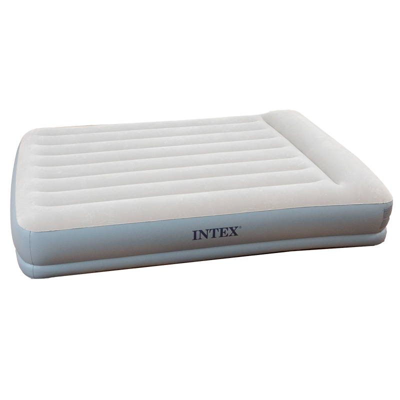 INTEX 新 64118经济型内置电泵双人线拉充气床 条纹植绒内置枕头气垫床家用便携午休床加厚户外帐篷垫折叠床