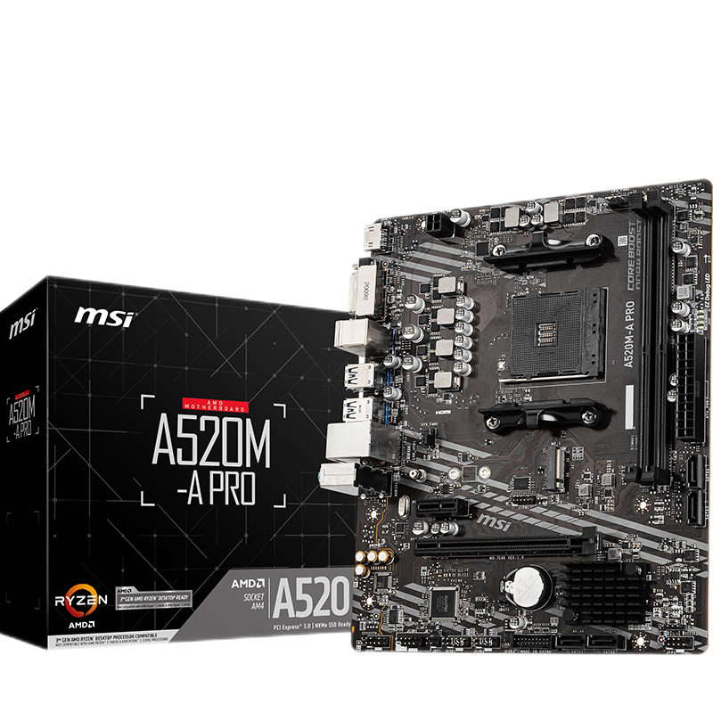 ΢ǣMSI A520M-A PRO ֧ AMD CPU 3100/3500X/3600 ΢A520M-A PRO