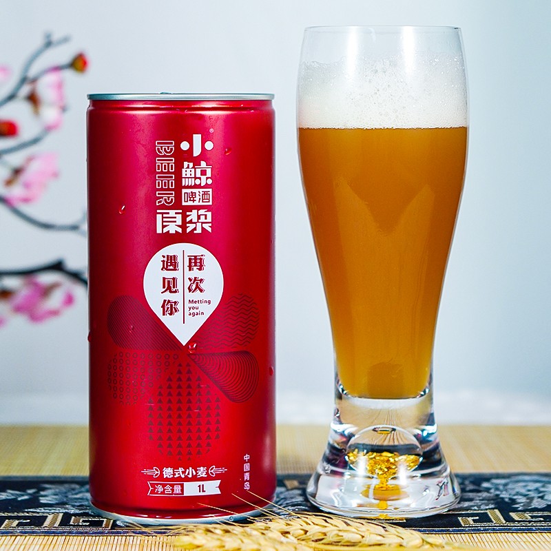 小鲸 青岛精酿原浆啤酒  德式小麦高度白啤酒 12度 1l装 小鲸原浆