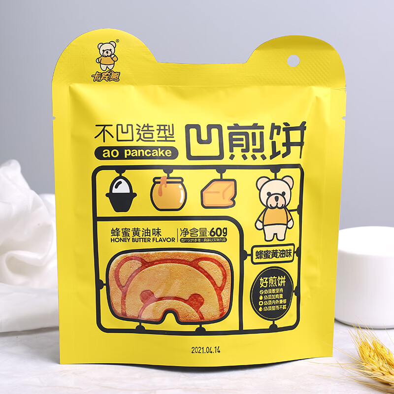 卡宾熊凹煎饼薄脆饼干黄油蜂蜜小熊鸡蛋早餐儿童卡通零食小吃包装 60g