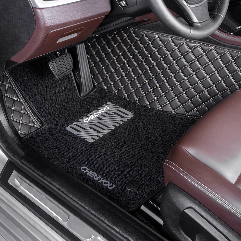 车丽友 专用于深蓝SL03深蓝S07 G318 深蓝L07深蓝S05皮革全软包汽车脚垫 【豪华皮革软包】黑色米线+耐磨黑色雪妮丝 深蓝专用 联系客服备注车型+年款