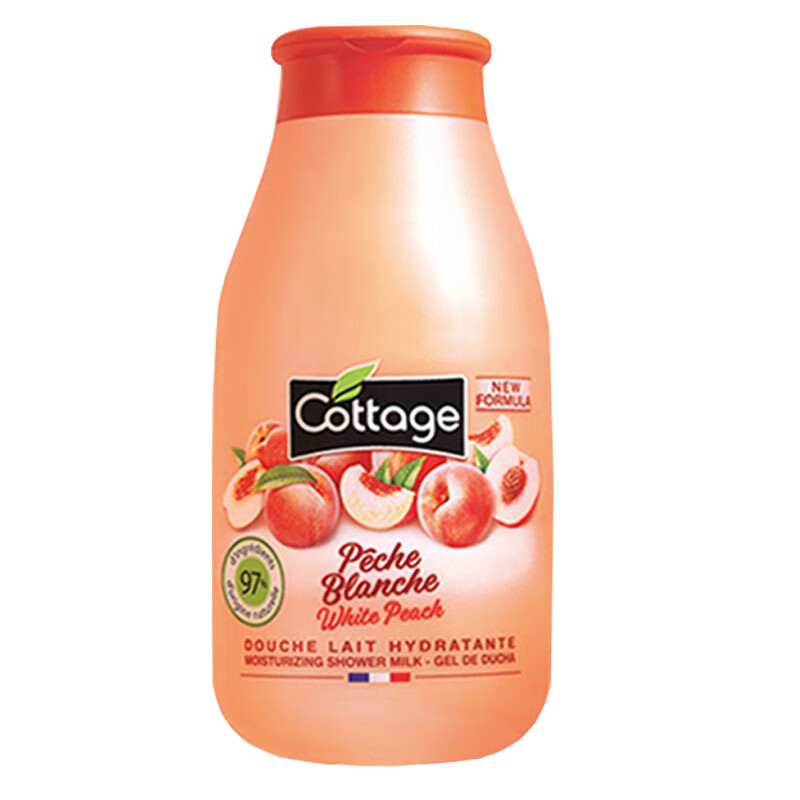 帅榜法国进口cottage悠香伊 留香保湿润肤香氛沐浴露250mli 白蜜桃
