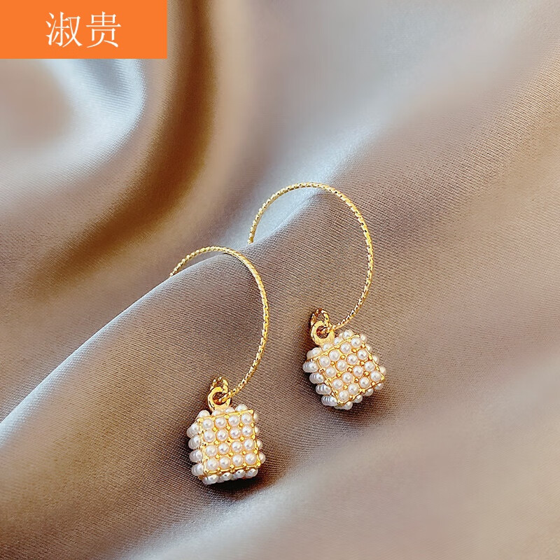 淑贵 巴洛克珍珠耳环设计感简约冷淡风耳圈女韩国气质网红个性时尚耳